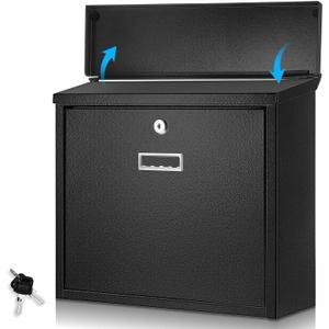 Yaocom Locking Mailbox Wall Mount 14.2 x 12.5 x 4 Inch Large Capacity Locked Mail Boxes with Key Lock for Outside Security Key Drop Box for House Outside