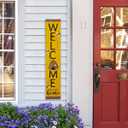 Glitzhome Welcome Sign for Front Porch, 42" H Rustic Solid Wood Welcome Porch Decor with Bee Vertical Standing or Hanging Signs for Home Yard Indoor Decor