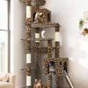 Globlazer Heavy Duty Cat Tree Tower, 70inch Sturdy Cat Tree for Indoor Cats Sturdy Large Cat Tower with Scratching Post and Board, Hammock, 2 Cat Condo for Adult Cats Kittens, F70 Pro, Leopard Print