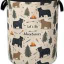 Funny Adventure Bear Forest Laundry Basket,Oxford Cloth Laundry Hamper With Handle Foldable Portable Clothes Storage Basket for Laundry Room/Bedroom/Bathroom 20.8"x16"