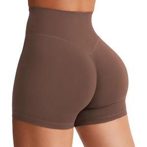 YEOREO Women's Biker Shorts 3.6" /4.5" / 6" Workout Gym Shorts Craze High Waist Tummy Control Hidden Scrunch Running Yoga (Black, Large)