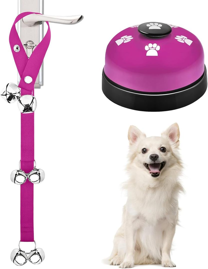 2 Pack Dog Doorbells, Pet Training Bells for Go Outside Potty Training and Communication Device Large Loud Dog Bell Cat Puppy Interactive Toys Adjustable Strap Door Bell (Purple)