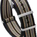 watchdives Nylon Watch Band 18mm 20mm 22mm Multicolor Replacement Watch Straps for Men Women (Black Yellow Gray, 18mm)