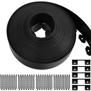 4'' x 100' Landscape Edging Kit Plastic Garden Edging Border Coil Include 90 Anchoring Spikes for Lawn Garden Grass Yard Home School, Black