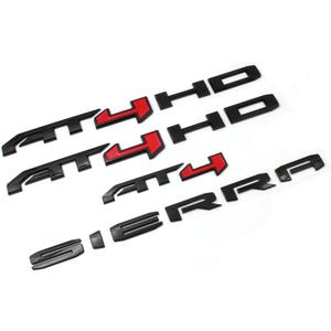 Mnneryss 6PCS Black Red AT4 HD Emblems Sierra Letters Compatible with 2019-2024 Sierra 2500HD 3500HD (Black Red)