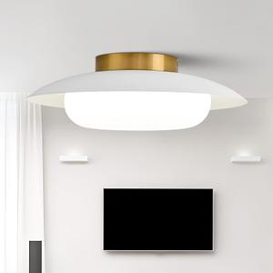 LED Semi Flush Mount Ceiling Light Fixture,White Gold,36W,15.75 in
