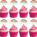 36 PCS Rainbow Cake Topper, Rainbow Cupcake Topper, Colorful Baking Cake Decorations Rainbows Party Cakes Toppers Insert Cupcake Picks for Girl Boys Baby Shower Birthday Party Baking