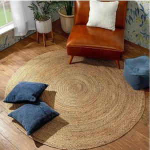 MDS Pack of 1 Handwoven Braided Jute Area Rug - 5 feet Round - Natural Reversible for Home Decor, Living Room Doormat Kitchen, Entryway Rug, Jute Burlap Braided Rag Rug, Rustic, Farmhouse (5' Round)