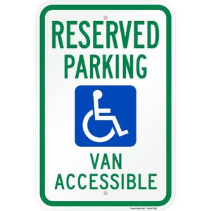 SmartSign "Reserved Parking - Van Accessible" Handicap Parking Sign | 12" x 18" Aluminum