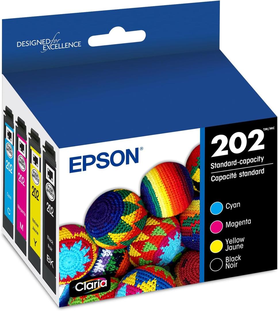 EPSON 202 Claria Ink Standard Capacity Black & Color Cartridge Combo Pack (T202120-BCS) Works with WorkForce WF-2860, Expression XP-5100