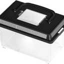 2025 Transparent Reptile Feeding Box 360, Standard Faunarium with Handle, Reptile Tank Transport & Portable Habitat Feeding Boxes, Transparent Plastic Pet Houses for Gecko, Frog, Lizard (Black)