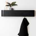 Wall-Mounted Coat Rack 'Toke' - Modern Design Coat Rack with Hidden Wall Hooks - Solid Wood Veneer Panel Coat Hanger - Oak, Black (5 Hooks)