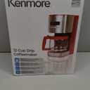 Kenmore Aroma Control 12-Cup Programmable Coffee Maker, Red and Stainless Steel Drip Coffee Machine, Glass Carafe, Reusable Filter, Timer, Digital Display Charcoal Water Filter, Red