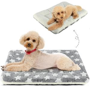 Mora Pets Dog Crate Pad - Ultra Soft Pet Bed With Cute Star Print, Washable Mat for Large Medium Small Dogs, Reversible Fleece Kennel Liner, Cat Bed 23 x 18 Inch Grey