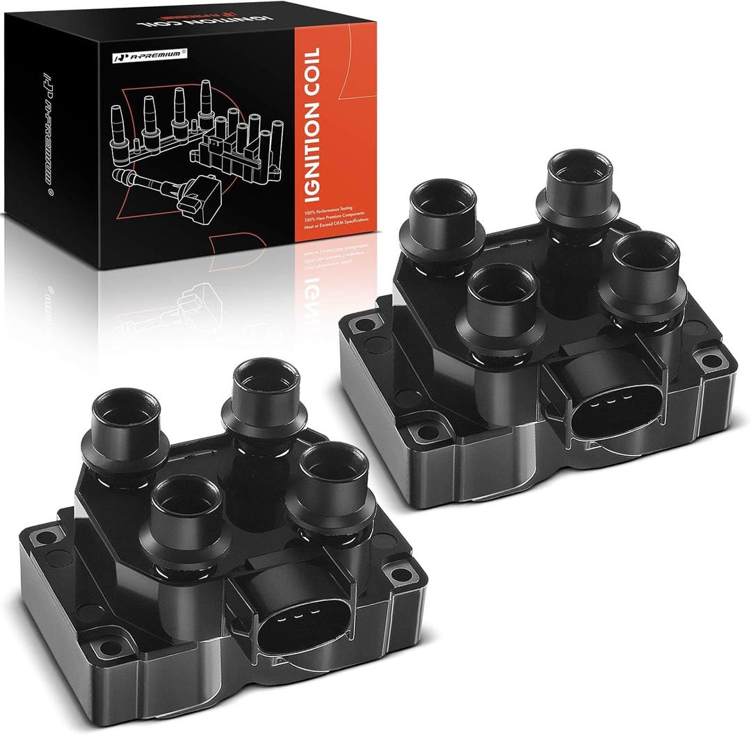 A-Premium Ignition Coil Set of 2 Compatible with Ford F-150 4.6L 1997-1999, Expedition 4.6L 1997-1999, Explorer 5.0L 1996-2001 & Lincoln Town Car 4.6L 1991-1997 & Mercury