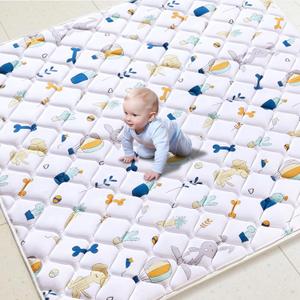 Baby Play Mat 71" X 59", Premium Thicken Foam One-Piece Crawling Mat, Extra Large Non-Slip Cushioned Activity Playmats for Babies, Toddlers, Infants, Play & Tummy Time (Cartoon Rabbit)