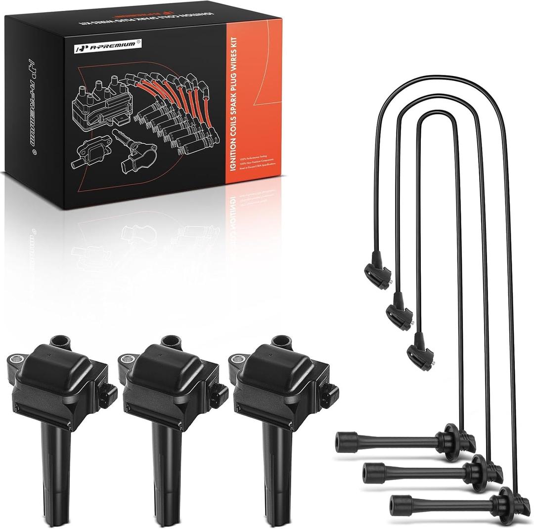 A-Premium 3 Ignition Coils with 3 Wire Compatible with Toyota Camry 1996-2001, Sienna 1998-2000, Avalon 1996-1999, Solara 1999-2003 & Lexus ES300 1996-2001, 3.0L