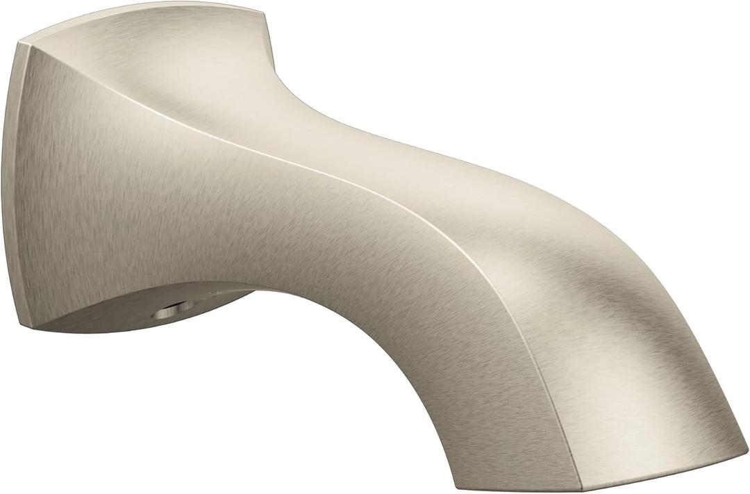 Moen Voss Brushed Nickel Replacement Tub Non-Diverter Spout 1/2-Inch Slip Fit Connection, 191956BN
