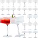 24 Pieces Martini Glasses 10.5oz Plasitc Ribbed Coupe Glasses Champagne Shatterproof Acrylic Vintage Cocktail Glassware Margarita Wine Glasses Disposable Cups for Parties Wedding Anniversary Bar Clear