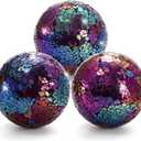 TOPZEA 3 Pack Decorative Glass Balls, 4 Inch Colorful Glass Mosaic Orbs Sphere Bowl Fillers Table Centerpiece Ball for Bowls, Vases, Dining Coffee Table Decor, Rainbow Color