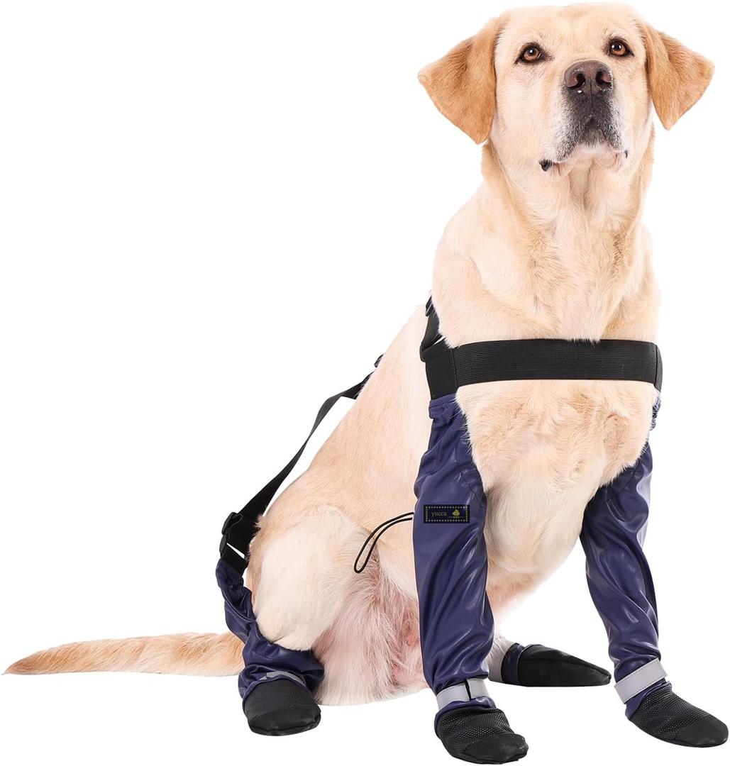 yucca Rubber Dog Boots for Paws, Easy-On Pet Suspender Boot Leggings, Anti Slip Dog Socks, Reusable Waterproof Dogs Booties, Protect Paws from Rain, Snow, Slush, and Snow Melt