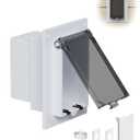 DBVR1W-1 Low Profile IN BOX Exterior Box, Outdoor Recessed Outlet Electrical Box for Wet Location, Recessed Non-Metallic Exterior Outlet Box with 2 Weatherproof Covers, Vertical, 1-Gang, Clear & White