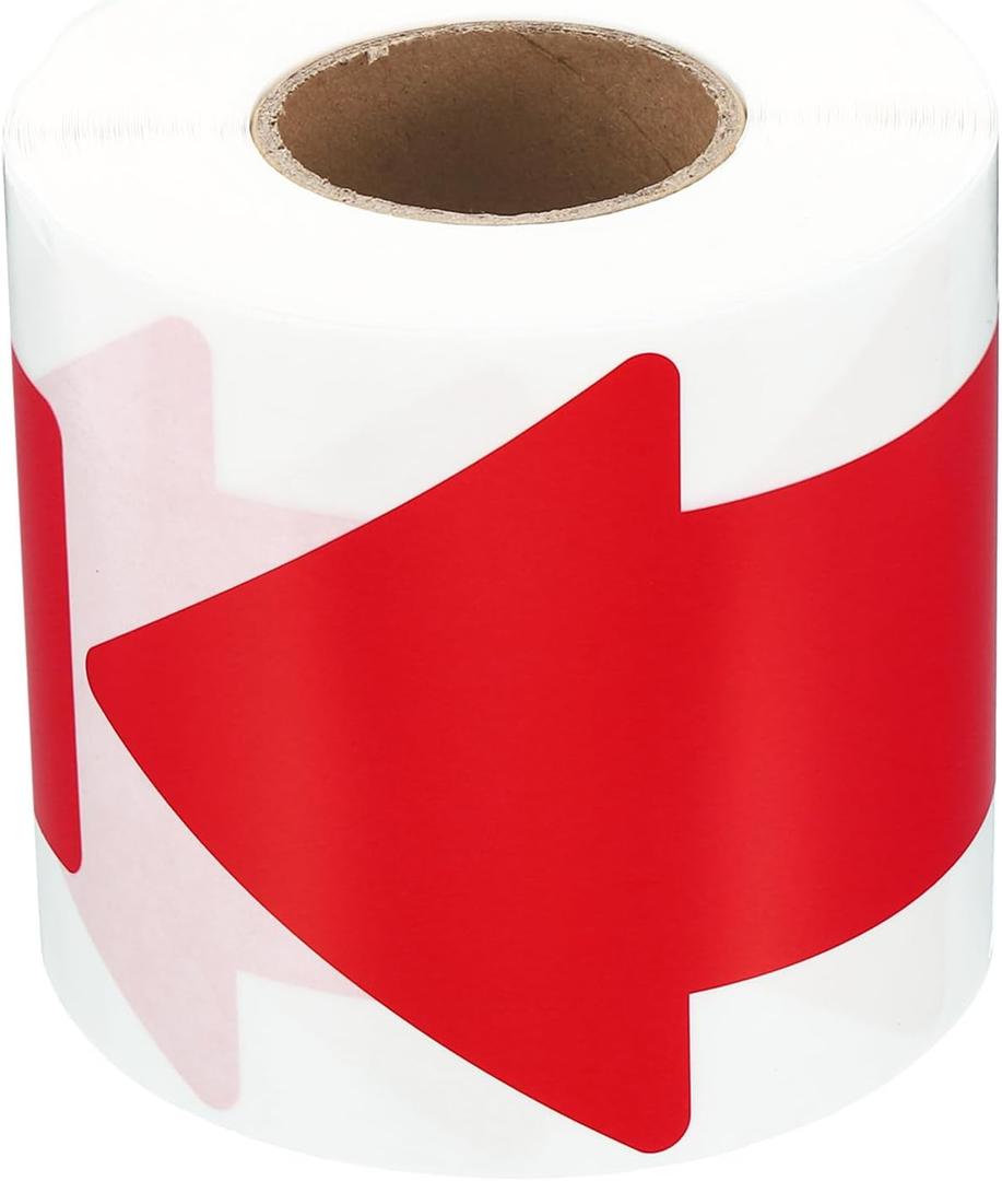 PATIKIL 6" x 3" Directional Arrow Sticker, 200 Pcs Vinyl Removable Self Adhesive Waterproof Floor Decal Wall Marking Sign for Road Instructions, Red