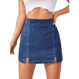 Floerns Women's Casual Split Hem High Waist Denim Skorts Skirt Shorts XL