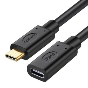 3FT Thunderbolt 4 Extension Cable, USB Type C Flexible TPU Fast Charge Cable 240W, 40Gbps, 8K@60Hz Compatible with Thunderbolt 3, USB 3.1/3.2 (Twisted Pair, Black, 3FT)