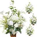 Ling's Moment 17.5" Tall Free Standing Artificial Flowers Arrangements 4 pcs Fall Wedding Aisle Runner Chair Decorations Lily of The Valley Ceremony Reception Rose Floral Party Outdoor Centerpieces