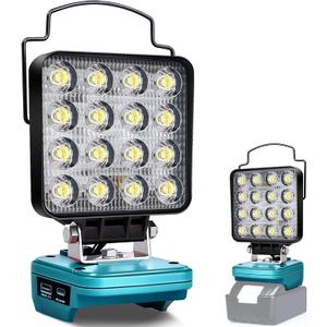 Cordless LED Work Light Compatible with Makita 18V Battery, 48W 3400LM Flashlight Portable Flood Light with USB & Type C Ports, for Hiking, Emergencies,Job Site Lighting(No Battery)
