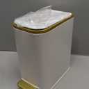 Cesun Small Bathroom Trash Can with Lid Soft Close, 5 Liter/1.3 Gallon Stainless Steel Garbage Can with Removable Inner Bucket, Step Pedal, Slim Waste Basket for Toilet, Office, Bedroom (White&Gold)