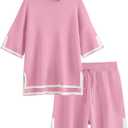 LILLUSORY 2 Piece Sets for Women Summer 2025 Two Piece Matching Lounge Sets Short Casual Outfits Cute Vacation Clothes (Small, Pink)