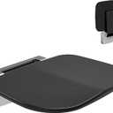 Folding Shower Chair Wall Mounted Fold Down Shower Seat 400 LB Capacity Foldable Shower Bench Seats for Adults Elderly Disabled Black (Medium-Curve)