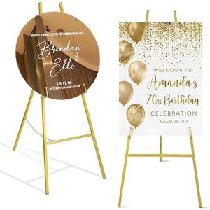 ARTASY 50" Gold Easel Stand for Wedding Signs, Posters, Portable Artist Easel for Painting Canvas, Large Display Easel for Home and Office