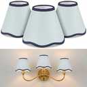 VIHOSE Set of 3 3" Top x 6" Bottom x 5"High Lamp Shade with Petal Edge, Fabric Scalloped Lampshade, for Floor Wall Table Lamps Living Room Bedroom Easy Assembly (Light Blue)