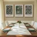 Large Framed William Morris Green Wall Art, 3 Piece Vintage Floral Canvas Prints, Retro Botanical Wall Decor for Living Room Bedroom Hallway Office, 24x36 Inch, 24"w X 36" H X 3pcs