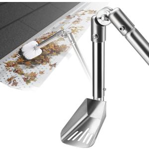 Gutter Cleaning Tools, 6.4FT Gutter Cleaner with Pole & Gutter Brush, Gutter Cleaning Tools from The Ground for Removing Leaves and Debris from roof gutters