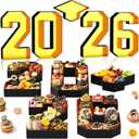 2026 Charcuterie Numbers Fillable, 13.78'' Gold Black 2026 Cardboard for Charcuterie, Number Tray for Chocolate Cookies Flowers Cupcakes Box with Graduation Cap, Class of 2026 Graduation Decorations