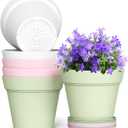 WSMKSZ 5 Inch Plastic Plant Pots with Drainage Holes and Trays  6 Pack Small Nursery Pots for Indoor & Outdoor House Plants and Flowers, Seedling Starter Planters, Colorful (Multicolor)