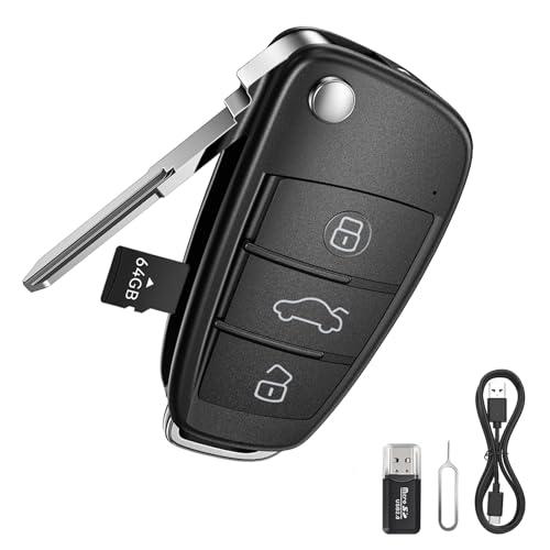 DTCRCH 64G 1080P HD Key Fob Camera,Nanny Cam for Home Security, Car Key Camera with Motion Detection & Loop Recording, Long Battery Outdoor Cam with Night Vision & Take Photos, Easy to Use