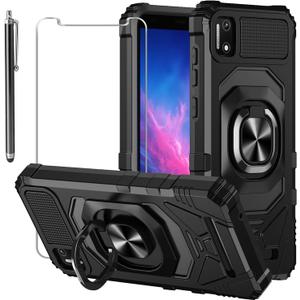 for Cloud Stratus C7 Case, with Tempered Glass Screen Protector Heavy Duty Protection Technology Built-in Kickstand Rugged Shockproof Protective Phone Case for Cloud Stratus C7,(Black)