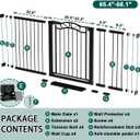 Fairy Baby 65.4"-68.1" Extra Wide Baby Gate with Door, 66 67 68 Inches Walk THR Baby Gates for Stairs Pressure Mounted no Drill, Indoor Tension Metal Child Pet Dog Safety Gate for Kids, Black