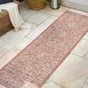 JONATHAN Y Boho Medallion Indoor Outdoor Runner Rug 2X8 Red/Taupe, Malta Textured Weave for Backyard, Patio, Porch, Easy-Cleaning, High Traffic, Pet-Friendly, Non-Shedding (SMB104A-28)