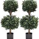3Ft-35'' Artificial Boxwood Double Ball Topiary Trees,2PACK Faux Topiaries Tree Store Garden Indoor&Outdoor for Porch Home Decor