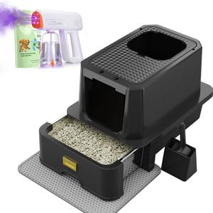 RIZZARI Enclosed Cat Litter Box: Stainless, Top Entry, Easy Clean,  Size Large, 
Product Dimensions	24.25"L x 19"W x 16.54"H