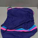 Jolefille Women Two Piece Bandeau Swimsuit - Bathing Suit Tummy Control Color Block Bikini Set Coverage Strapless Top Tankini (Large, Navy Blue)