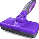 Hertzko Self Cleaning Slicker Brush for Dogs and Cats - Pet Hair Brush for Shedding Long and Short Hair - Easy Clean Retractable Bristles - Cat and Dog Grooming Tool - Purple