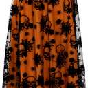 Halloween Tulle Skirt Women Pumpkin Elastic Waist Layered Mesh Midi Halloween Witch Skirt, L-XL Size