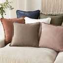 Foindtower Decorative Linen Fringe Throw Pillow Covers Cozy Boho Farmhouse Cushion Cover with Tassels Soft Accent Pillowcase for Chair Sofa Bed Living Room Home Decor, 2626 Inch,1PC,Dusty Pink